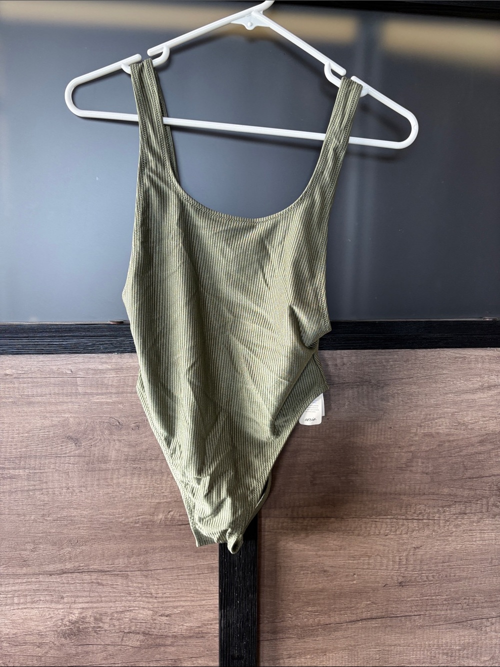 American Eagle Outfitters Olive Green Ribbed One-Piece Swimsuit